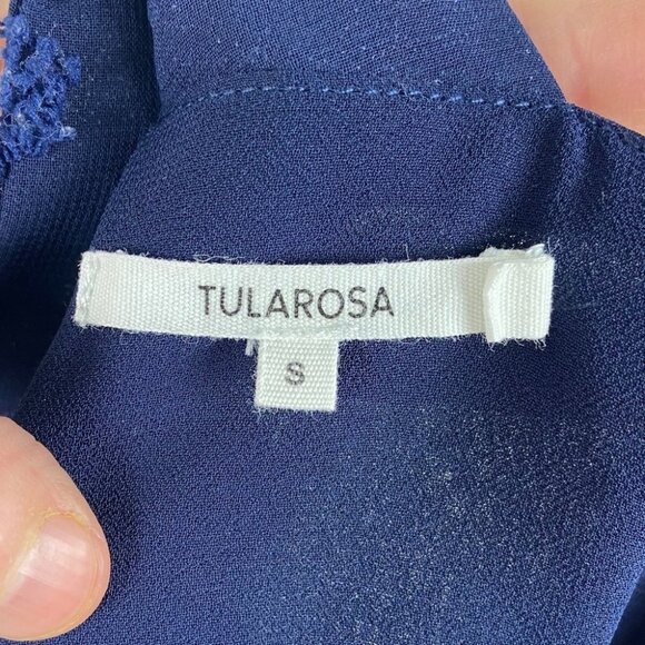 Tularosa Revolve Allie Crop Top Blue One Shoulder Size Small Swiss Dot Tassel S - Picture 4 of 9